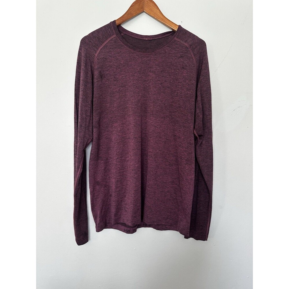 Lululemon Men's Purple Long Sleeve Crew Neck Lightweight Activewear Top